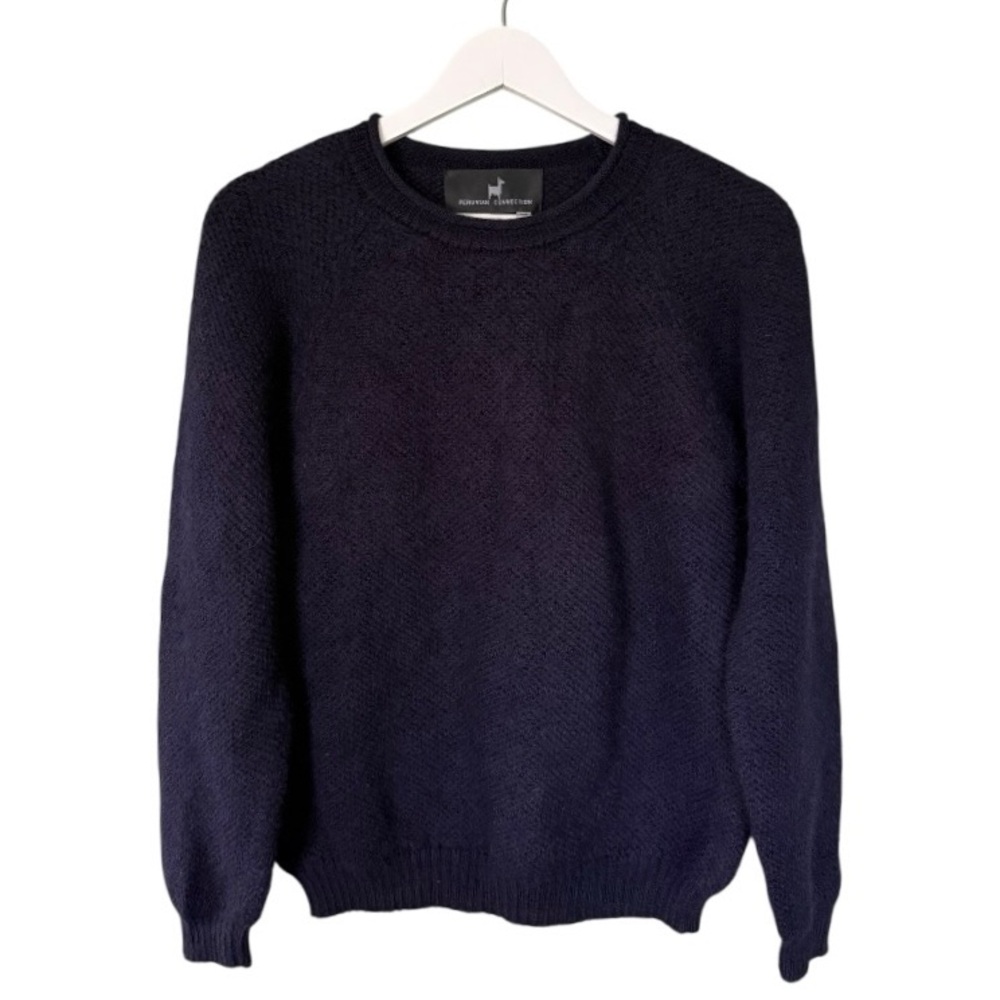 Peruvian Connection 100%‎ Alpaca Crewneck Long Sleeve Sweater Navy Blue Size XL
